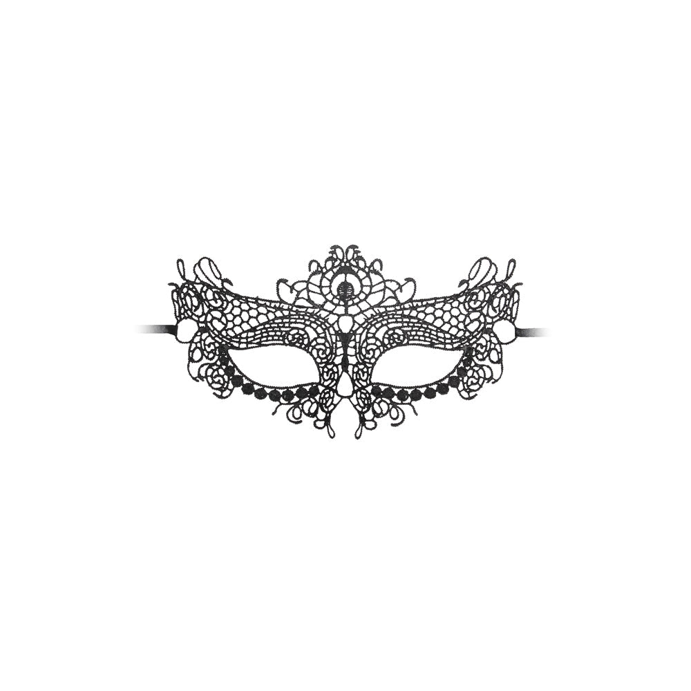 Shots Ouch Black & White Lace Eye Mask - Queen Black