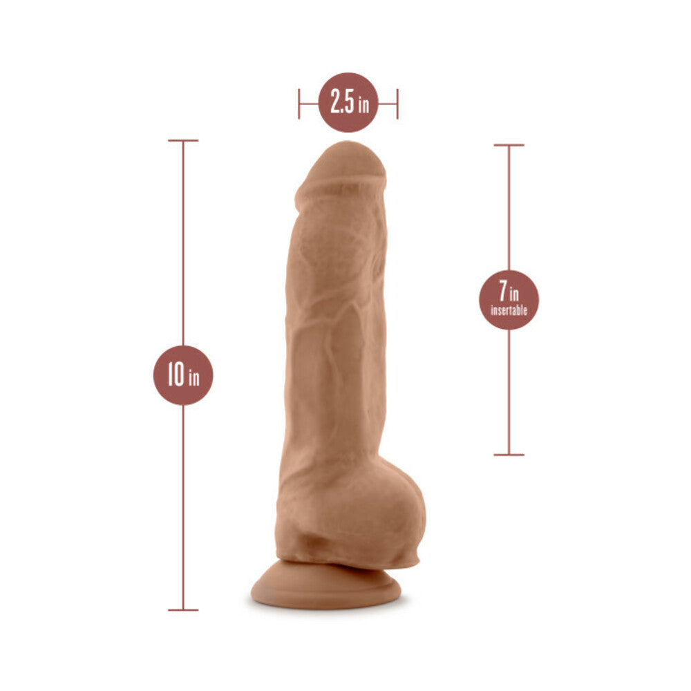 Blush Au Natural 10" Big Boy Realistic Dildo w/Balls - Mocha
