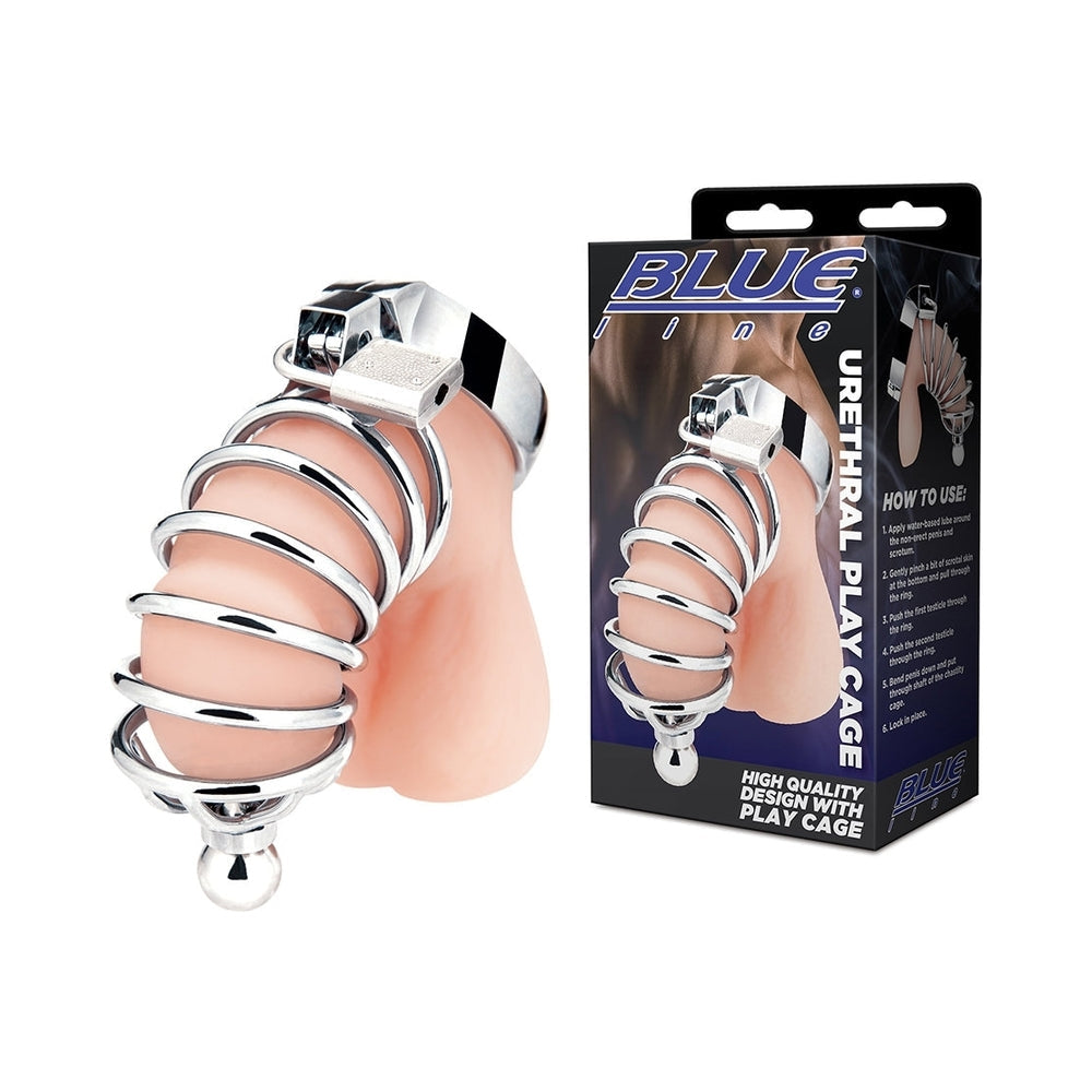 Blue Line Urethral Play Cage - Silver