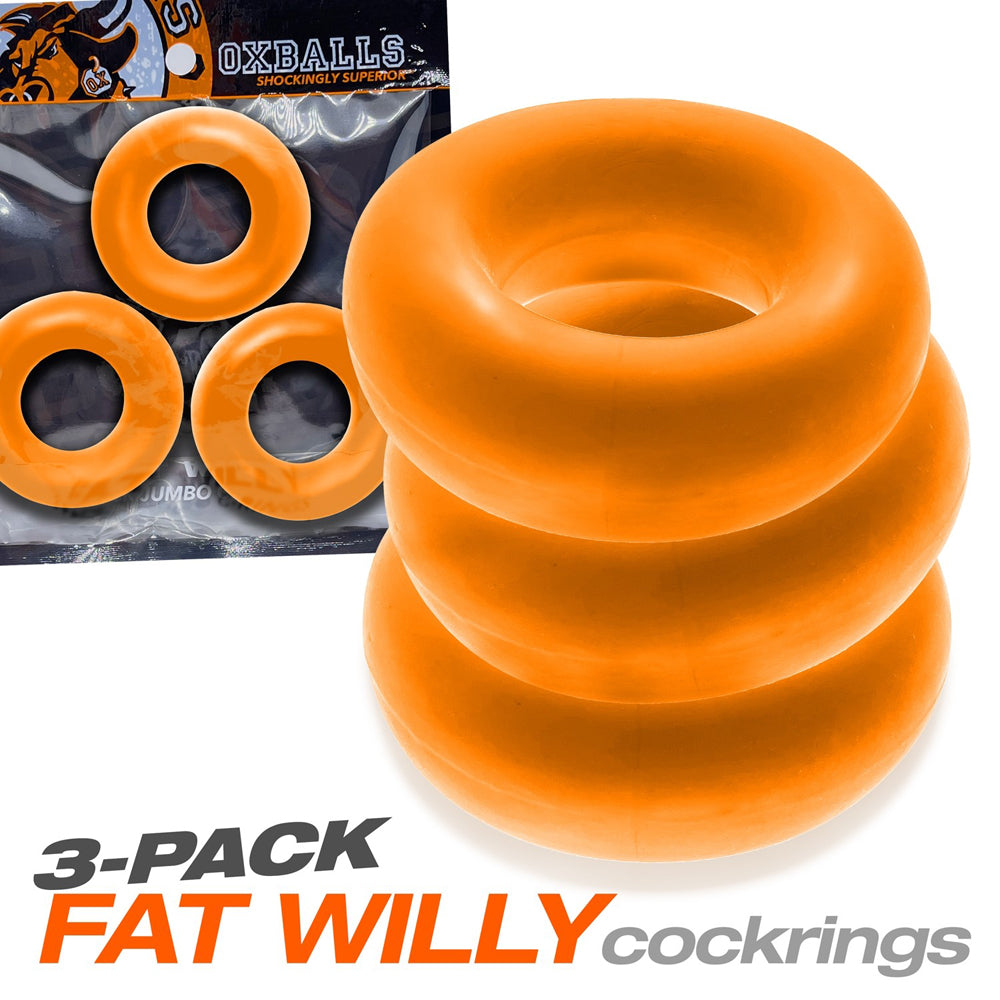 Oxballs Fat Willy 3 Pack Jumbo Cock Rings - Orange