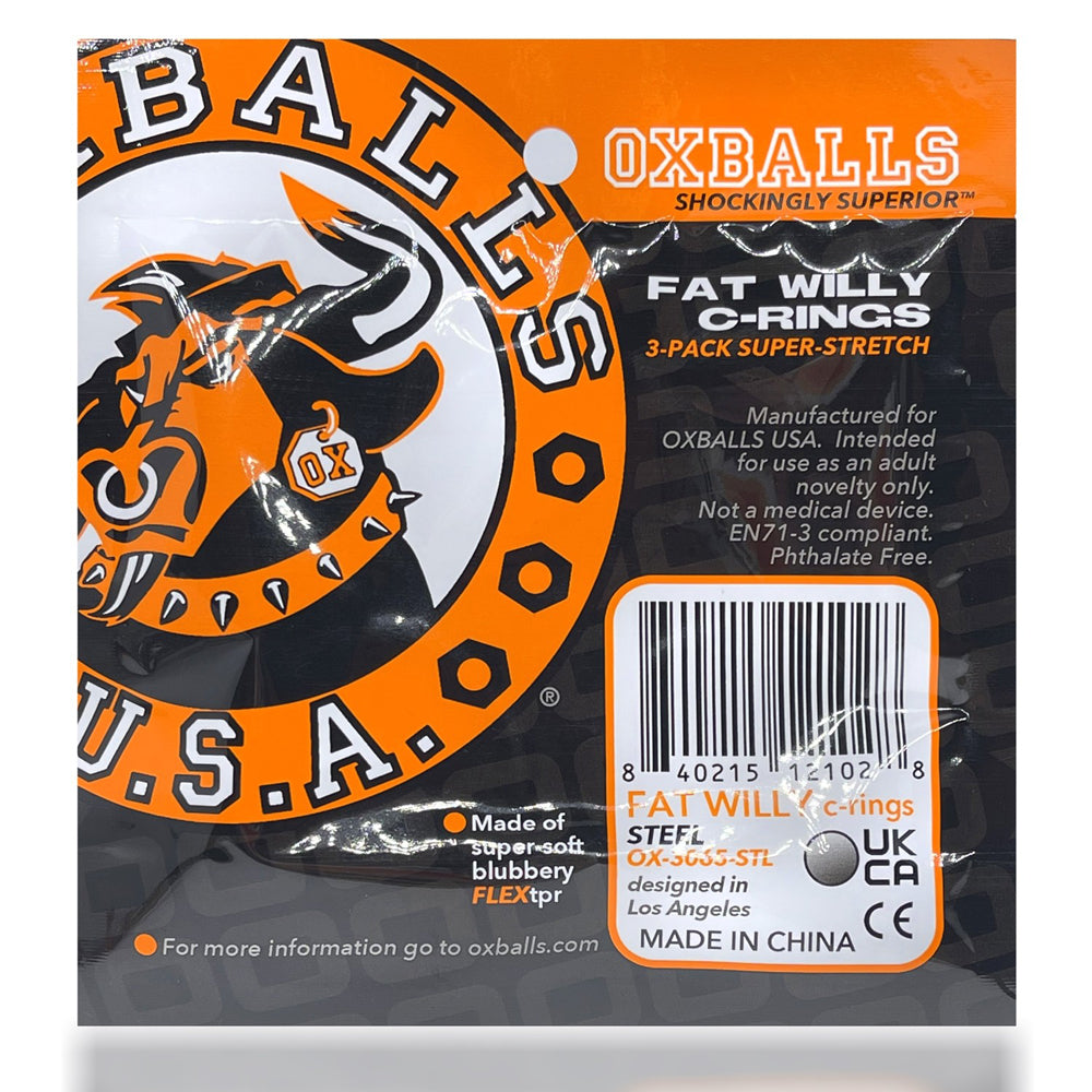 Oxballs Fat Willy 3 Pack Jumbo Cock Rings - Orange