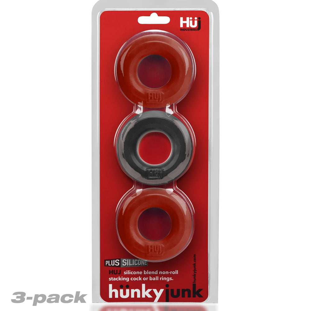 Hunky Junk C-Ring Multi Pack - Cherry/Tar Ice Pack of 3