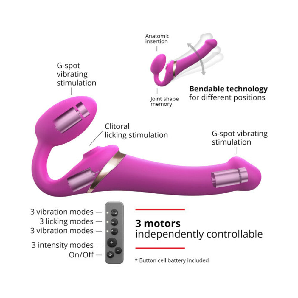 Strap On Me Multi Orgasm Bendable Strap-On-Fuchsia L