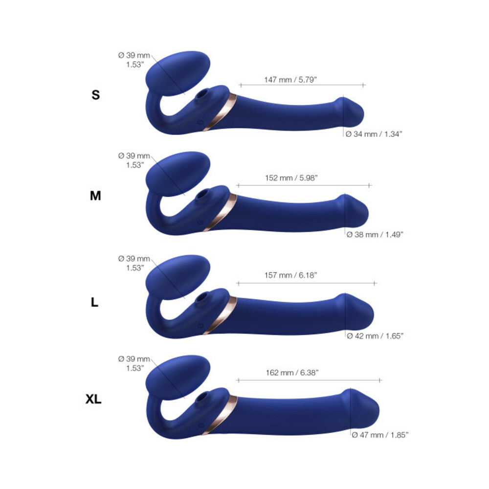 Strap On Me Multi Orgasm Bendable Strapless Strap On Large - Night Blue