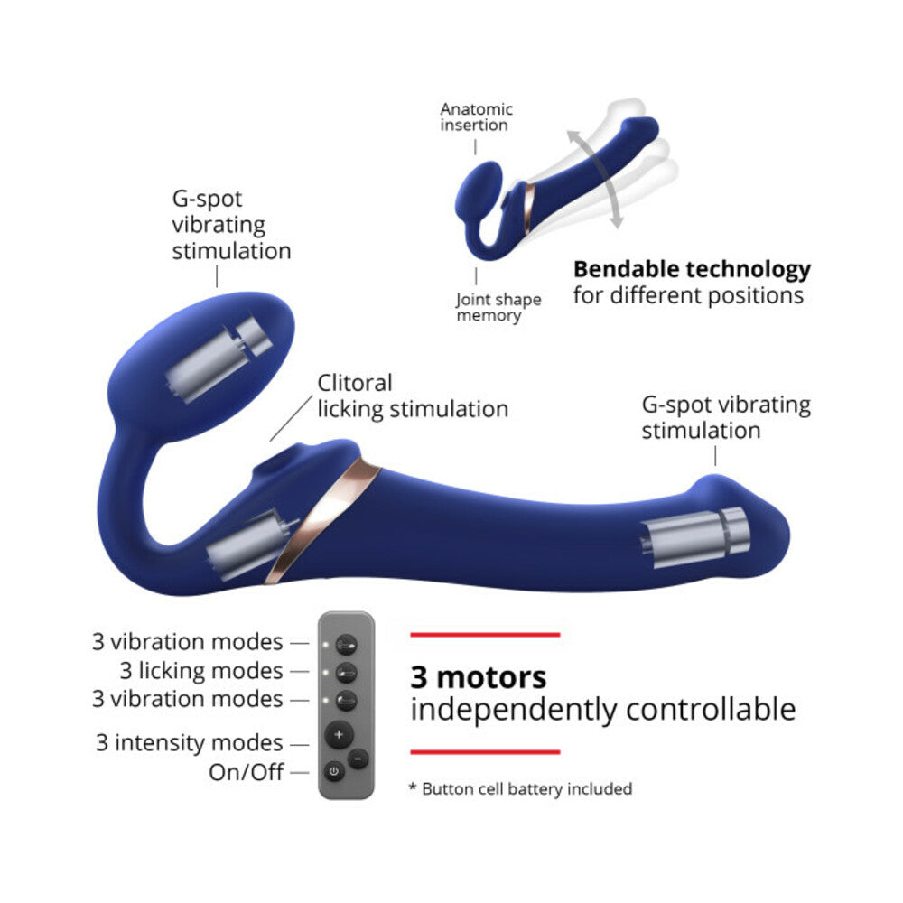 Strap On Me Multi Orgasm Bendable Strap-On-Night Blue M