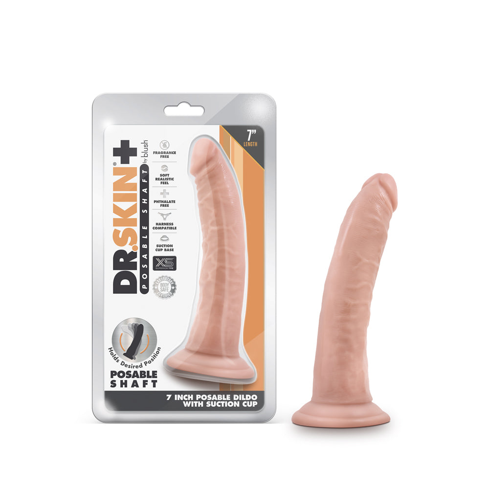 Blush Dr. Skin Plus 7" Posable Dildo - Vanilla