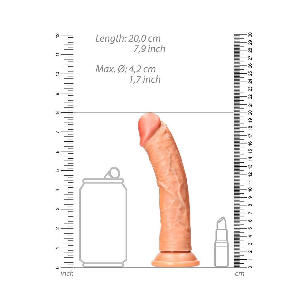 Shots RealRock Realistic 7" Curved Dildo - Tan