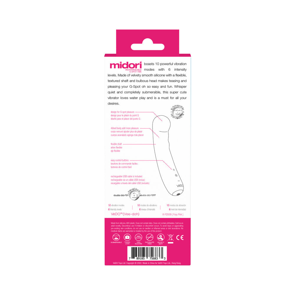 VeDO Midori Rechargeable G Spot Vibe - Foxy Pink