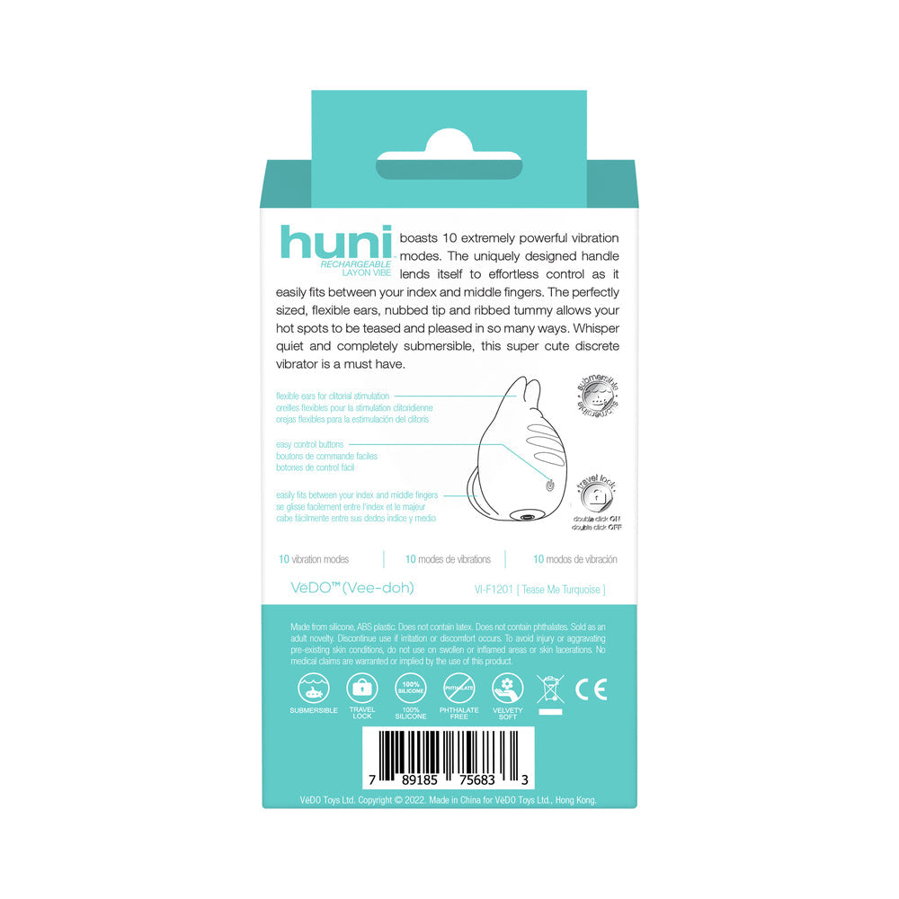 VeDO Huni Rechargeable Layon Vibe - Tease Me Turquoise