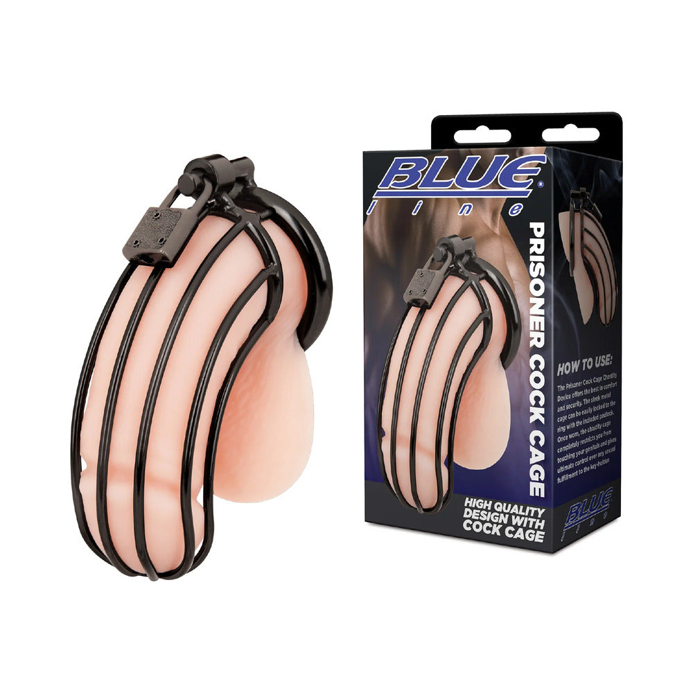 Blue Line Prisoner Cock Cage - Black