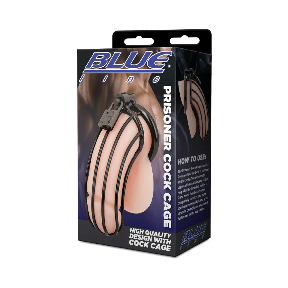 Blue Line Prisoner Cock Cage - Black