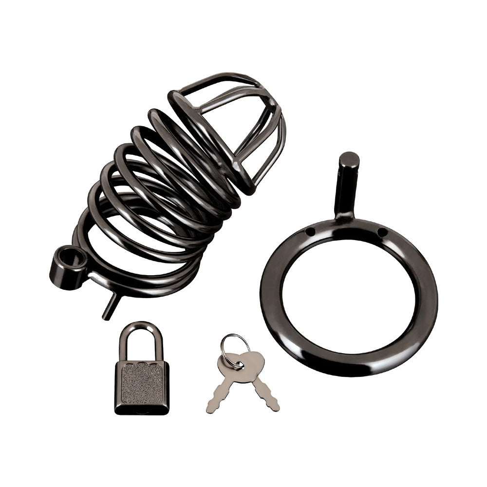 Blue Line Deluxe Chastity Cage - Black
