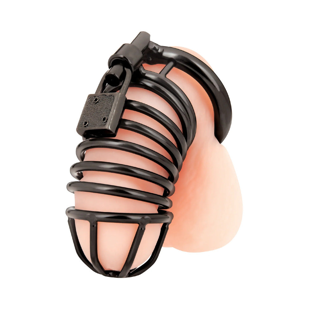 Blue Line Deluxe Chastity Cage - Black