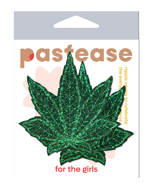 Pastease Glitter Marijuana Leafs - Green O/S
