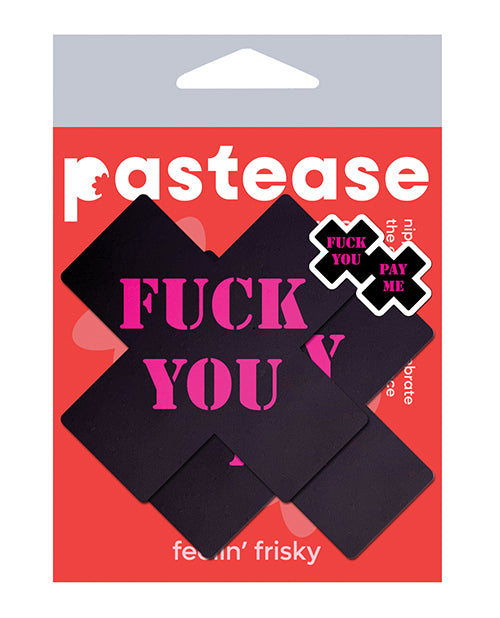 Pastease Fuck You Pay Me Cross - Black/Pink O/S