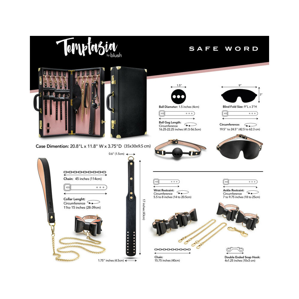 Blush Temptasia Safe Word Bondage Kit w/Suitcase - Black/Pink