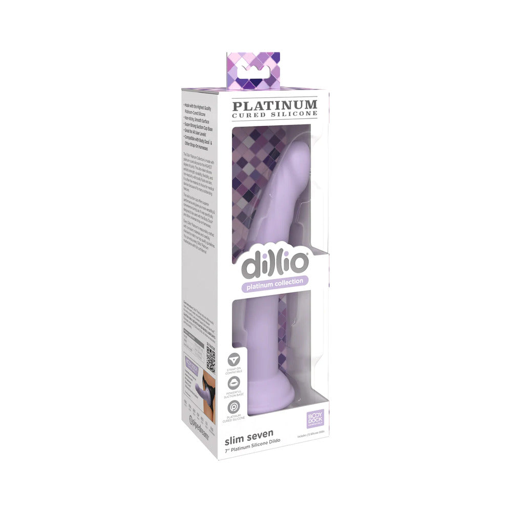 Dillio Platinum 7" Slim Seven Silicone Dildo - Purple