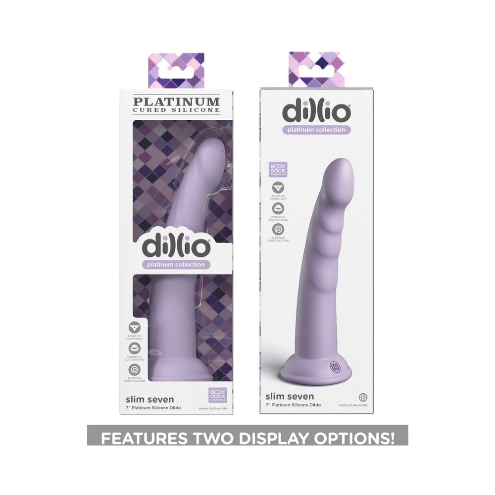 Dillio Platinum 7" Slim Seven Silicone Dildo - Purple