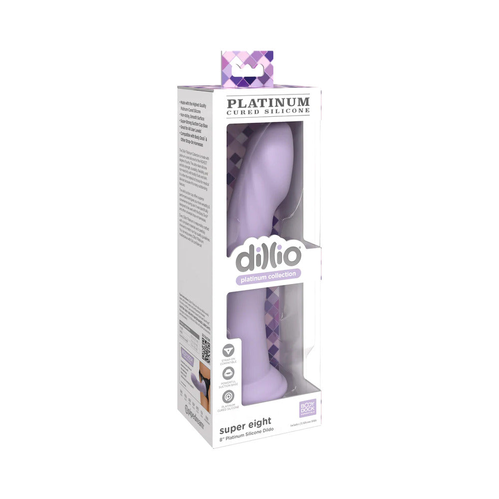 Dillio Platinum 8" Super Eight Silicone Dildo - Purple