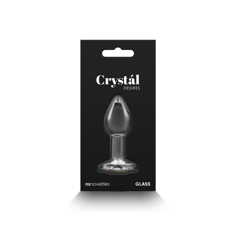 Crystal Desires Glass Round Gem Butt Plug Small - Rainbow