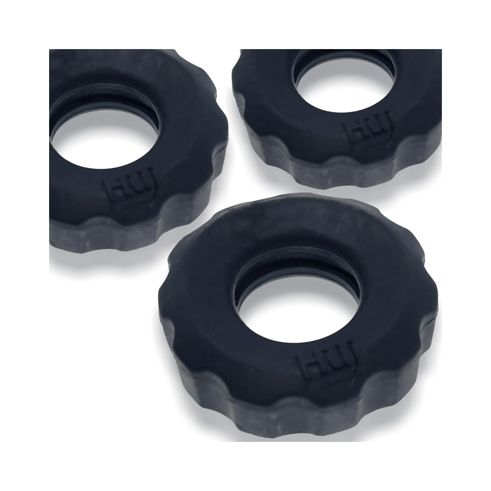 Hunky Junk Super Huj 3 Pack Cockrings - Tar Ice