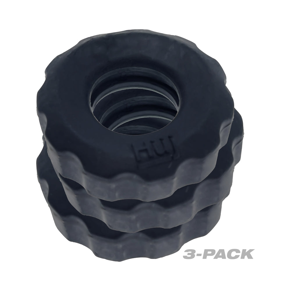 Hunky Junk Super Huj 3 Pack Cockrings - Tar Ice