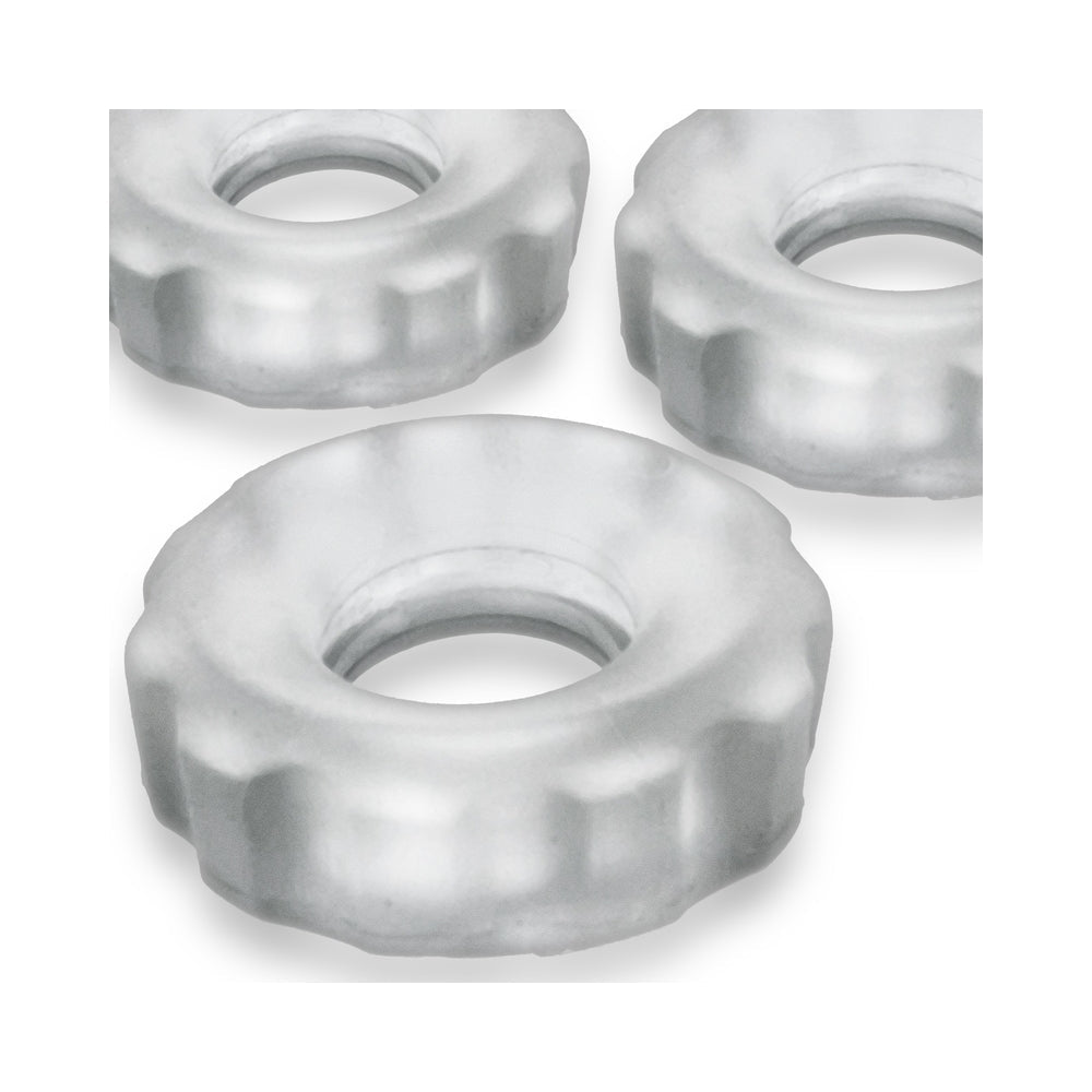 Hunky Junk Super Huj 3 Pack Cockrings - Clear Ice