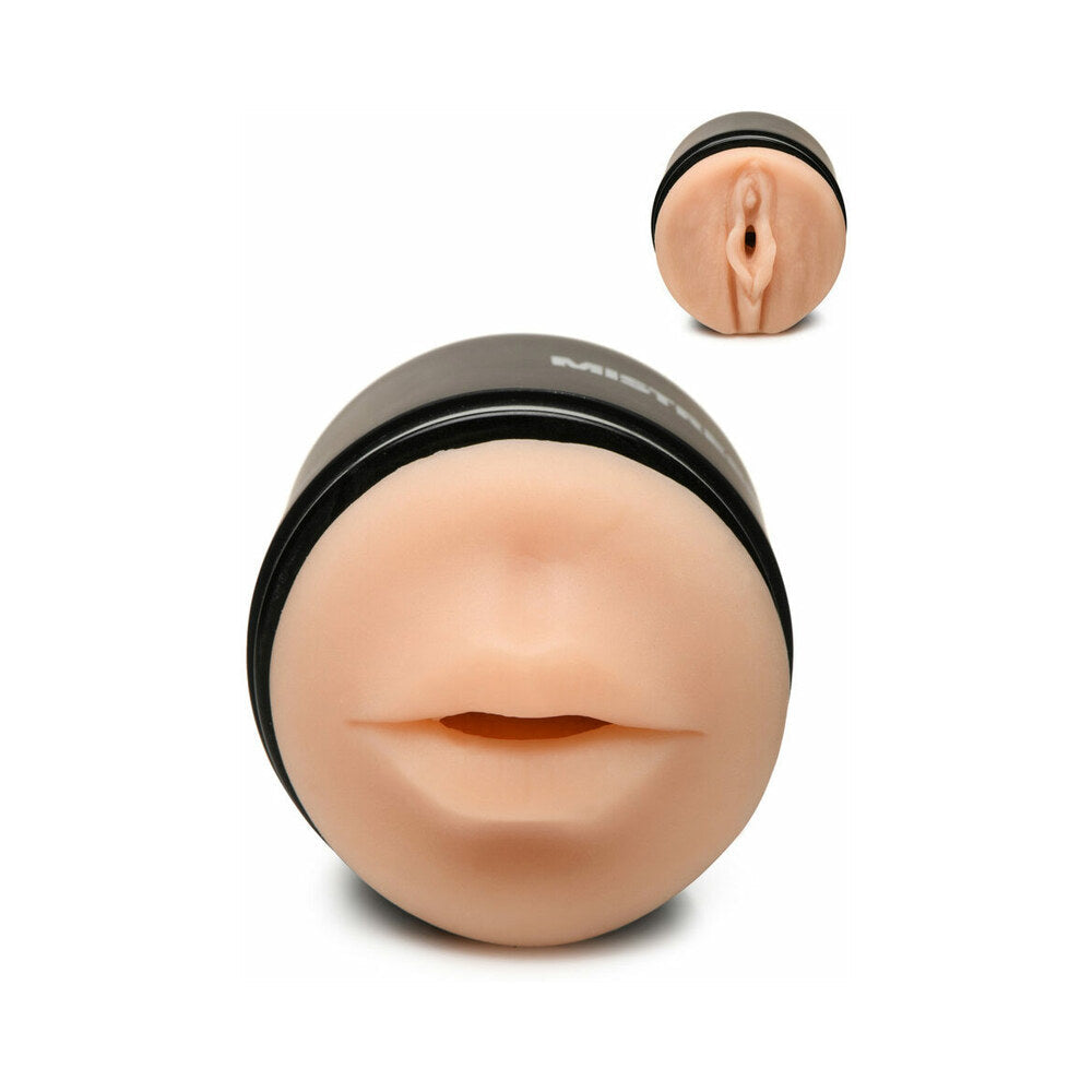 Curve Toys Mistress Double Shot Mini Masturbator Mouth & Pussy - Light