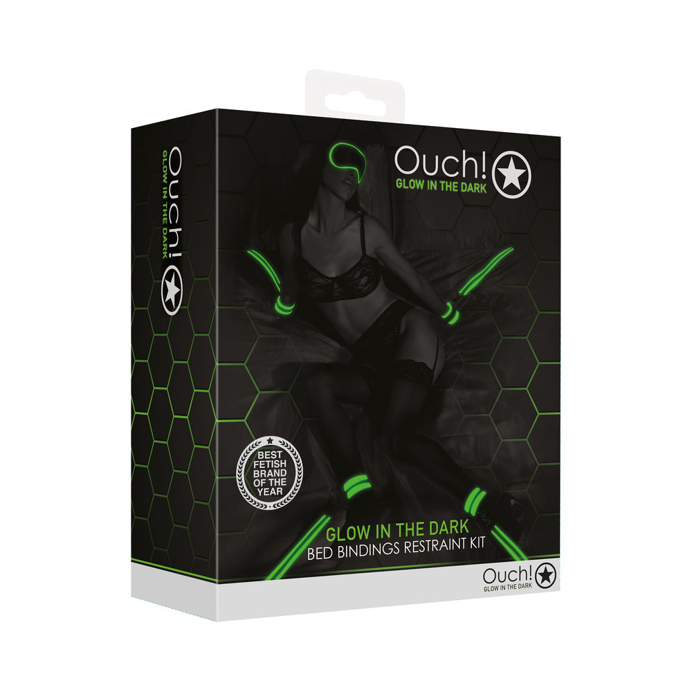 Shots Ouch Bed Bindings Restraint Kit - Glow in the Dark