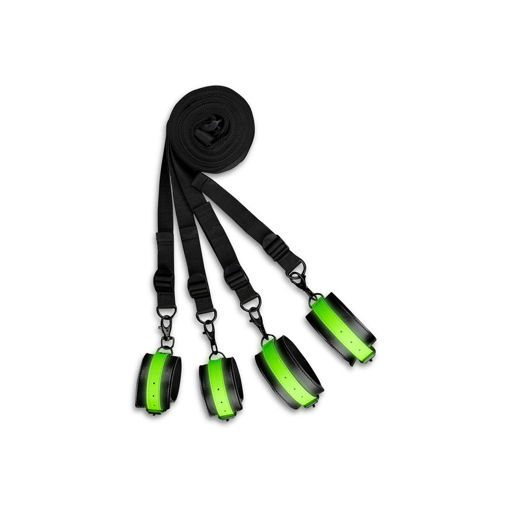 Shots Ouch Bed Bindings Restraint Kit - Glow in the Dark