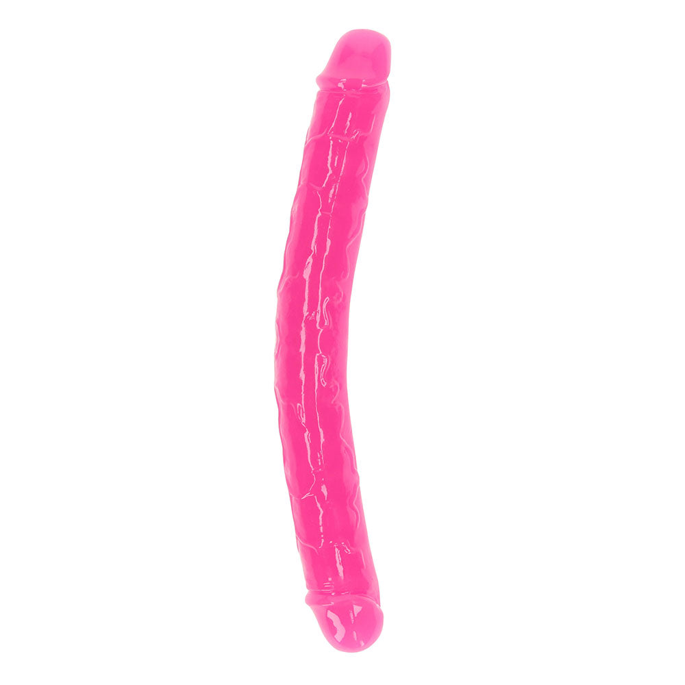 Shots RealRock 12" Double Dong Glow in the Dark - Neon Pink