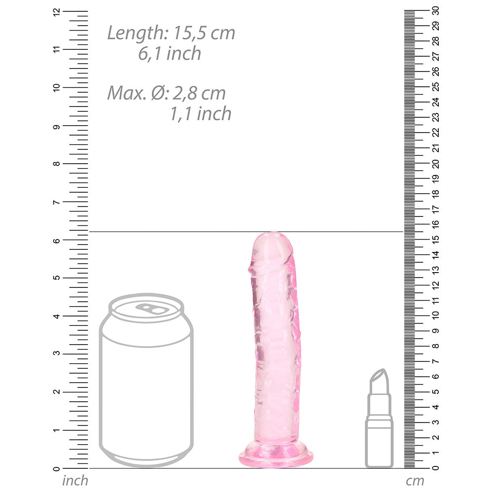 Shots RealRock Crystal Clear 6" Straight Dildo w/Suction Cup - Pink