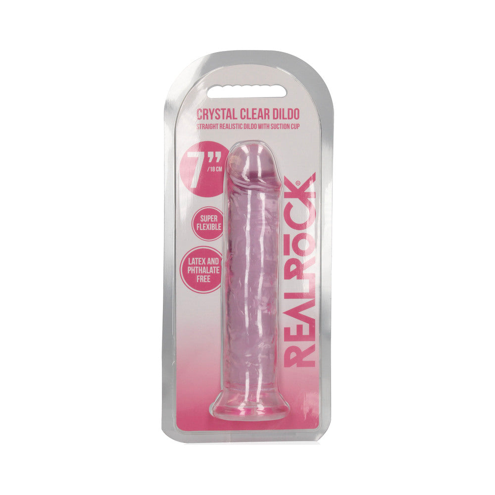 Shots RealRock Crystal Clear 7" Straight Dildo w/Suction Cup - Pink