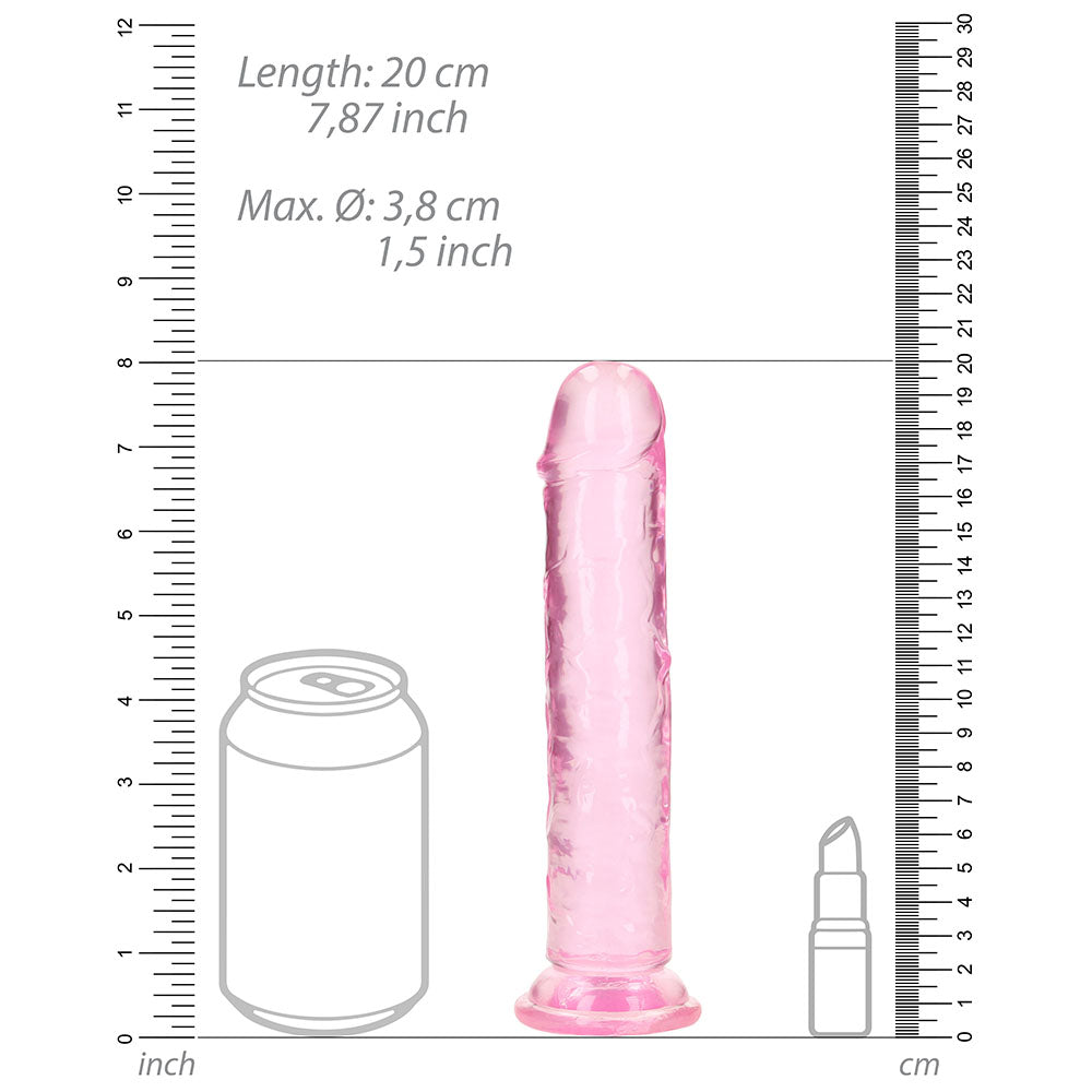 Shots RealRock Crystal Clear 7" Straight Dildo w/Suction Cup - Pink