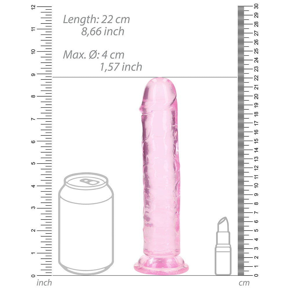 Shots RealRock Crystal Clear 8" Straight Dildo w/Suction Cup - Pink