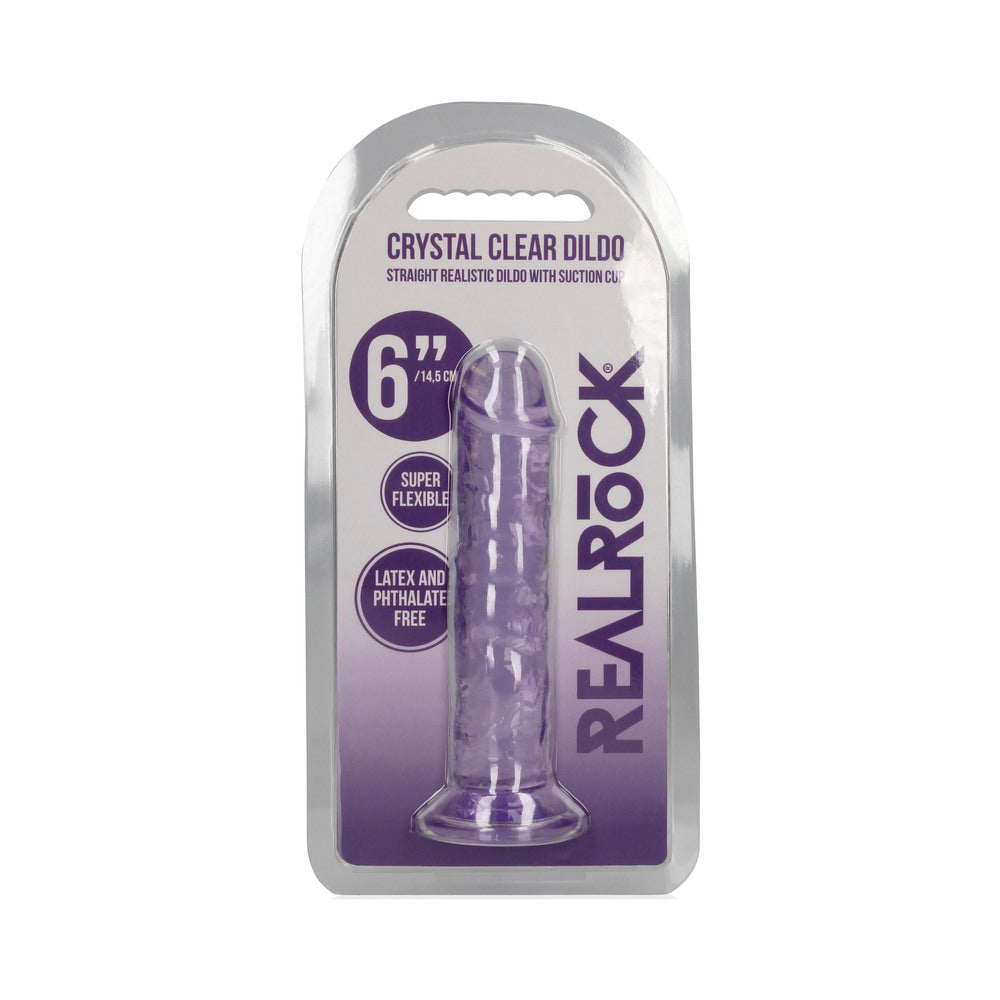 Shots RealRock Crystal Clear 6" Straight Dildo w/Suction Cup - Purple