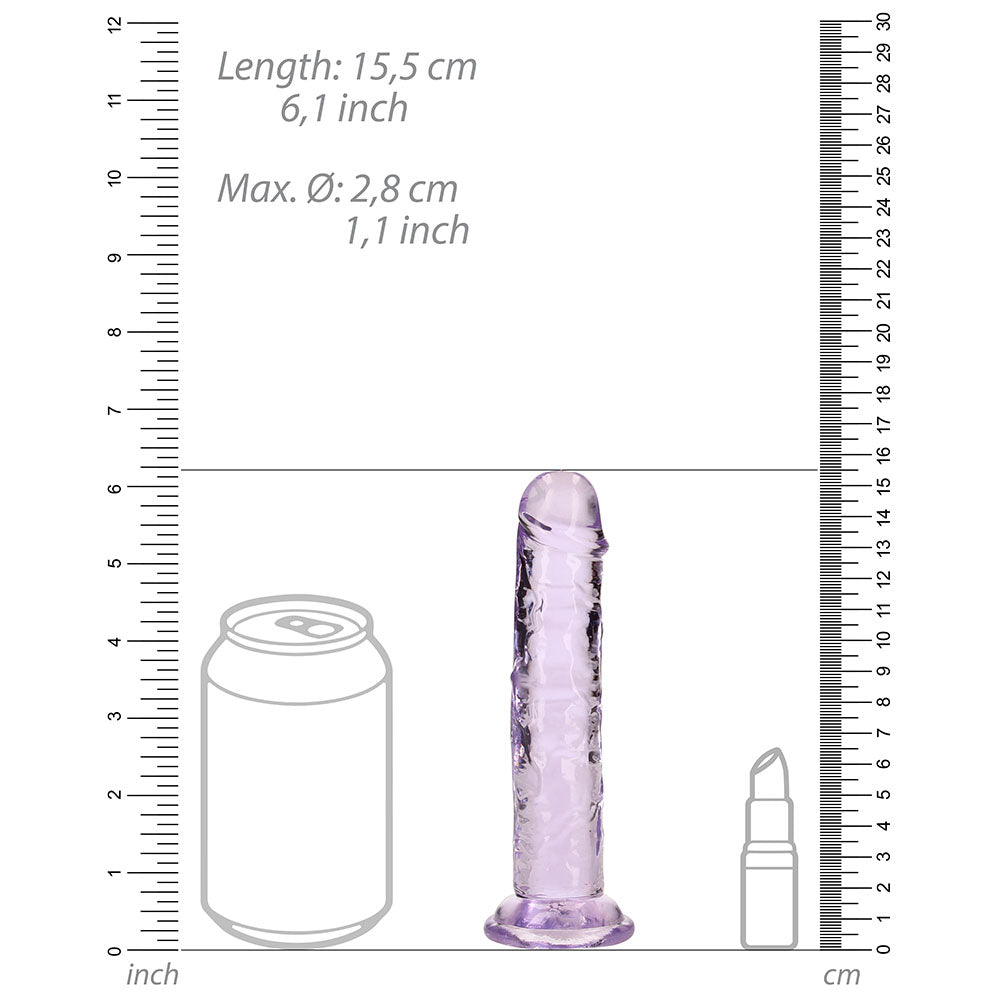 Shots RealRock Crystal Clear 6" Straight Dildo w/Suction Cup - Purple