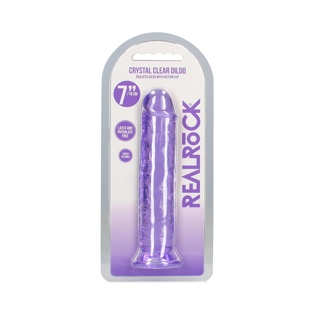 Shots RealRock Crystal Clear 7" Straight Dildo w/Suction Cup - Purple