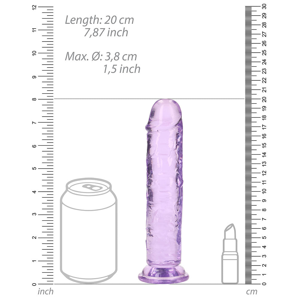 Shots RealRock Crystal Clear 7" Straight Dildo w/Suction Cup - Purple