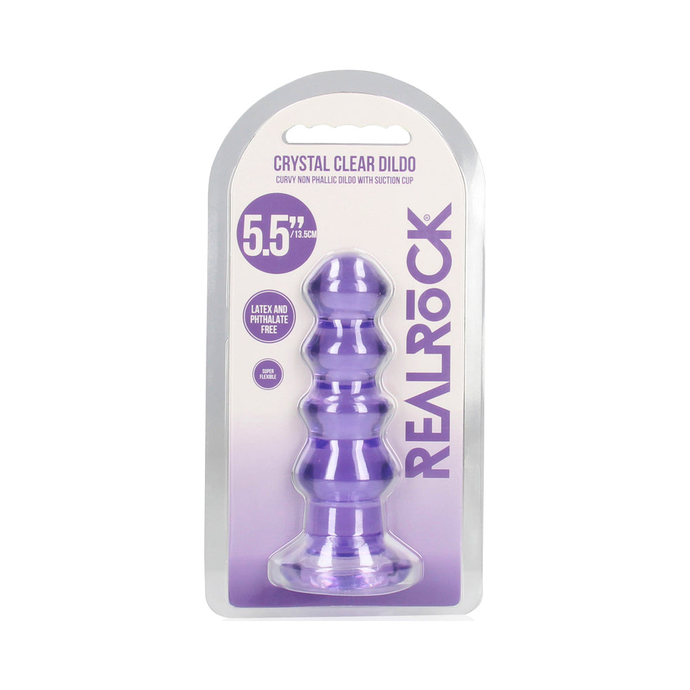 Shots RealRock Crystal Clear 5.5" Curvy Dildo/Butt Plug - Purple