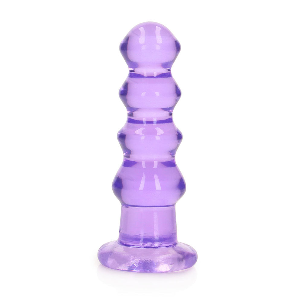 Shots RealRock Crystal Clear 5.5" Curvy Dildo/Butt Plug - Purple