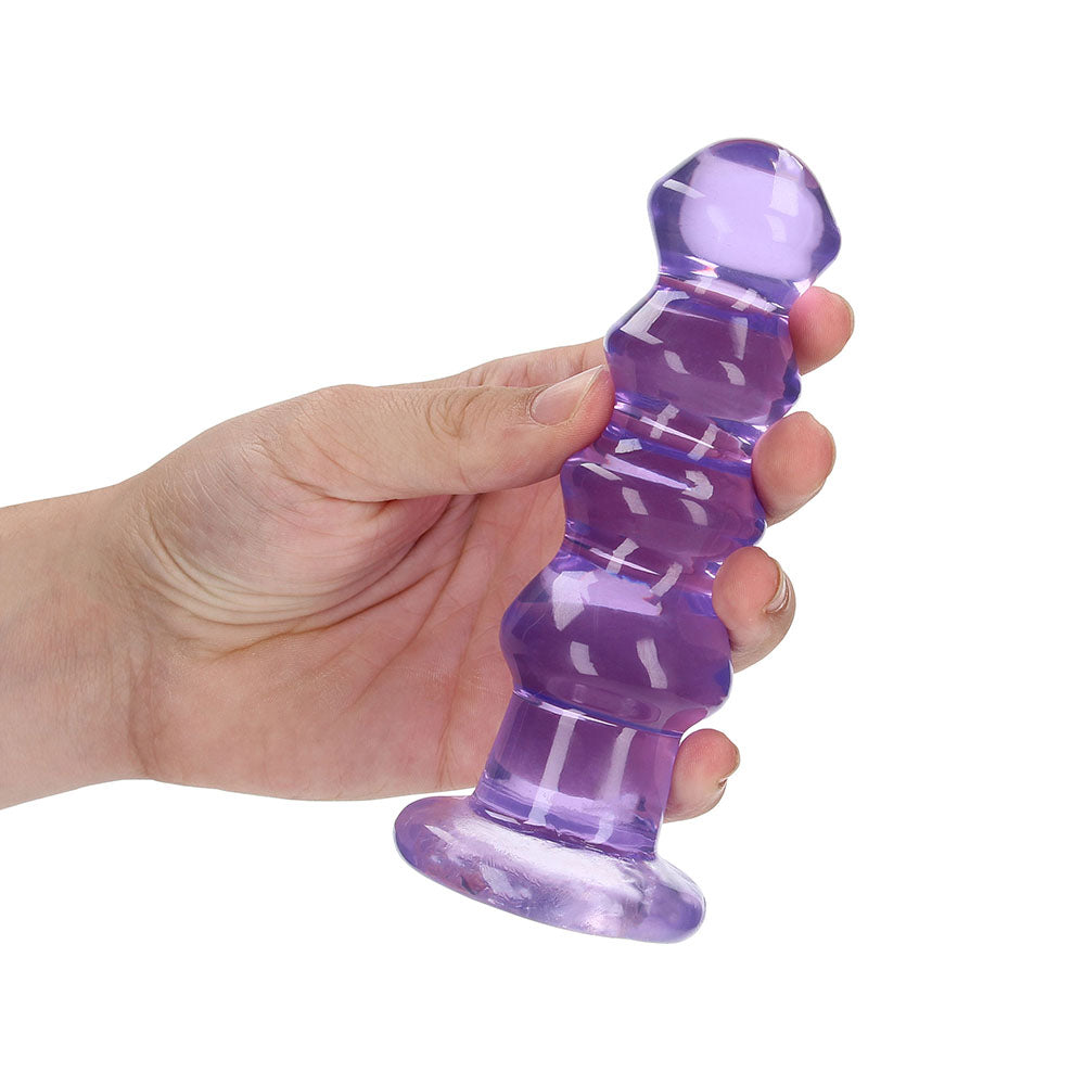 Shots RealRock Crystal Clear 5.5" Curvy Dildo/Butt Plug - Purple