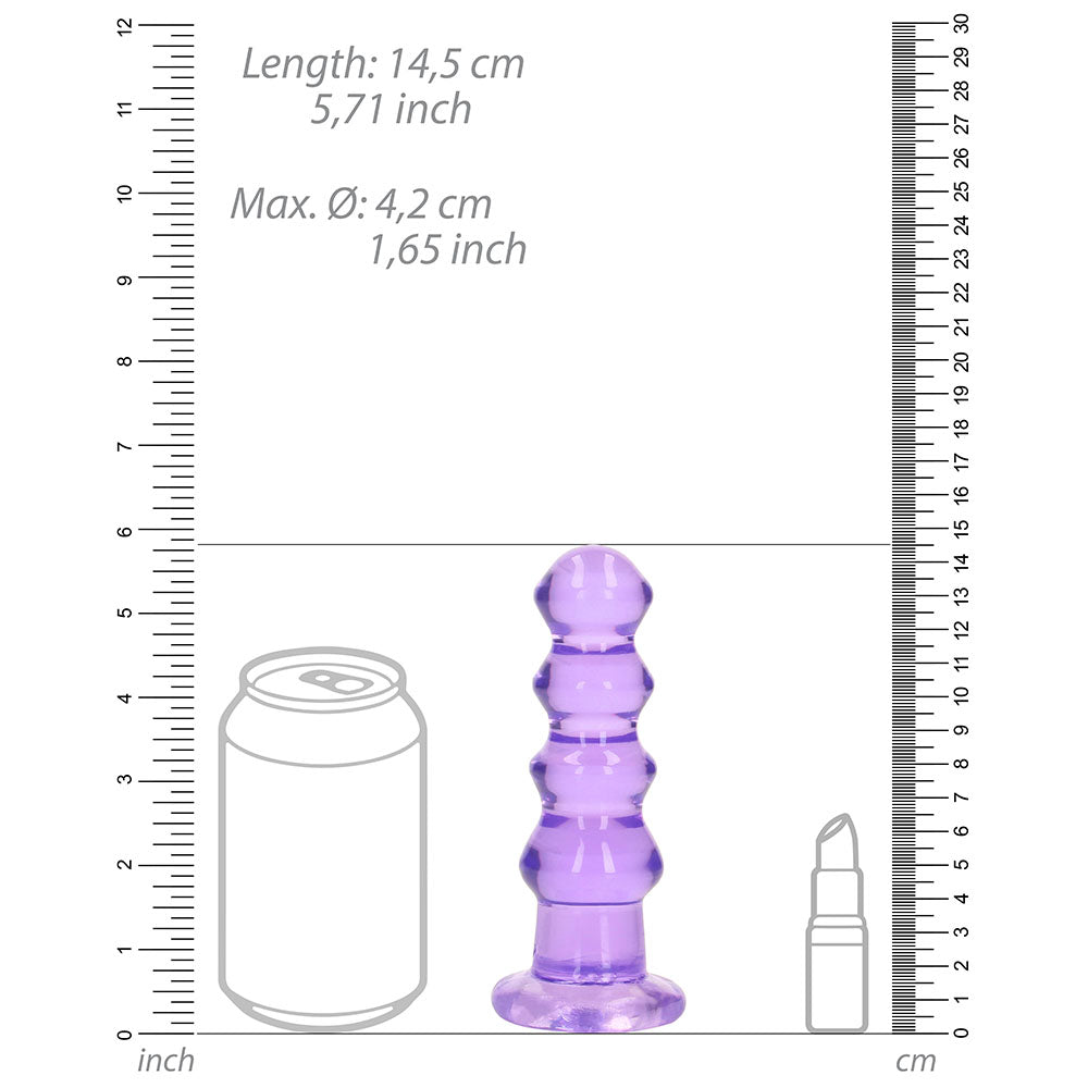 Shots RealRock Crystal Clear 5.5" Curvy Dildo/Butt Plug - Purple