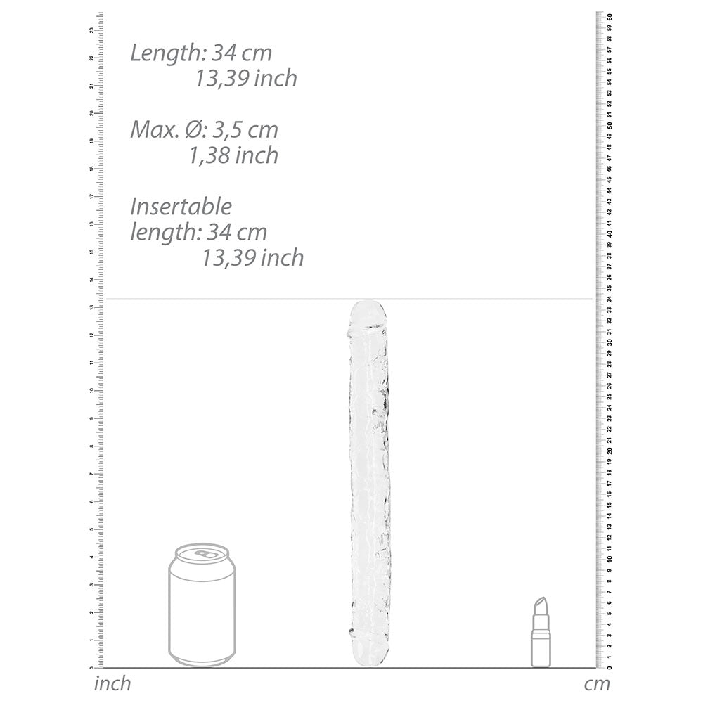 Shots RealRock Crystal Clear 13" Double Dildo - Transparent