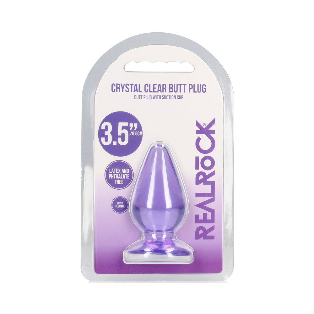 Shots RealRock Crystal Clear 3.5" Anal Plug - Purple