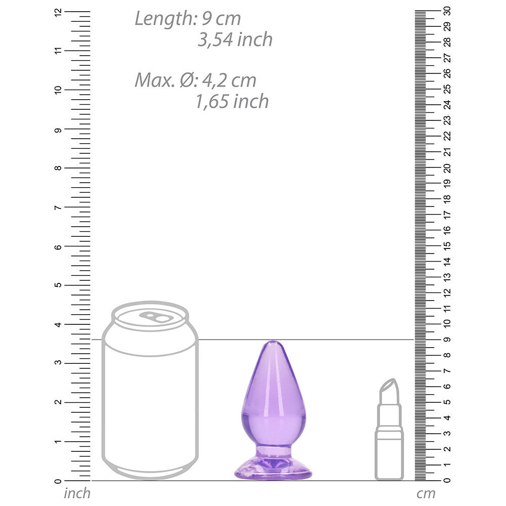 Shots RealRock Crystal Clear 3.5" Anal Plug - Purple