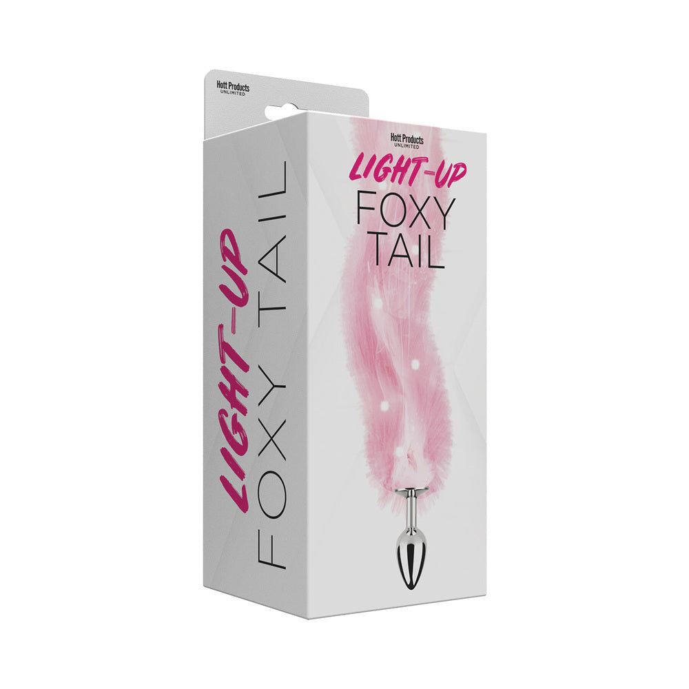 Foxy Tail Light Up Faux Fur Butt Plug - Pink