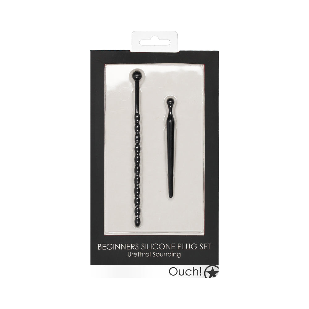 Shots Ouch Urethral Sounding Beginner's Silicone Plug Set - Black