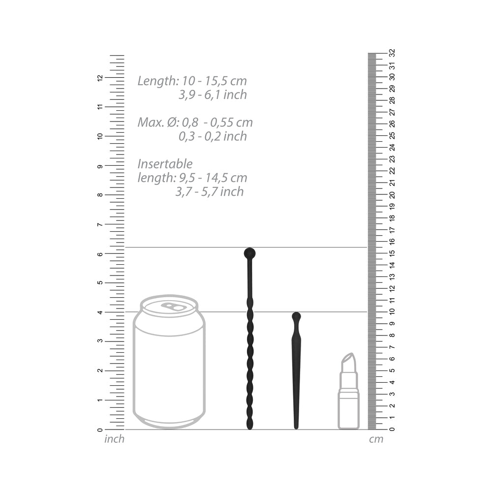 Shots Ouch Urethral Sounding Beginner's Silicone Plug Set - Black