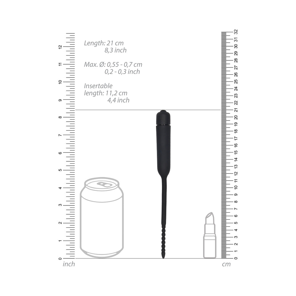 Shots Ouch Urethral Sounding Silicone Vibrating Bullet Plug w/Beaded Tip - Black
